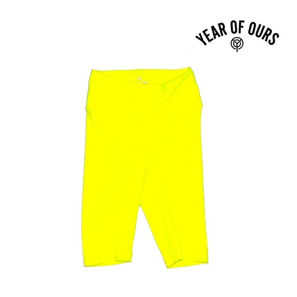 Year of Ours Pants - Worn once! Year of Ours Neon Yellow/Green Biker Shorts - Size Small